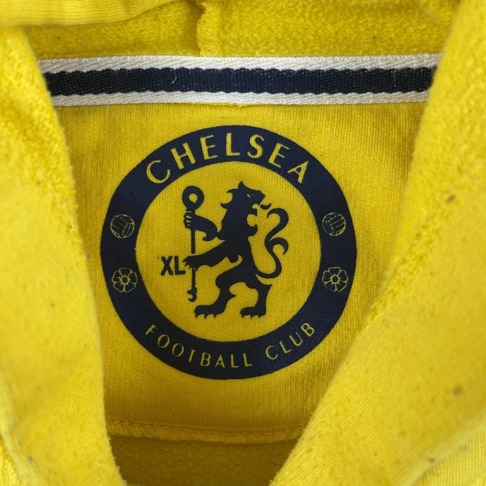 Chelsea Football Club Men XL Yellow Hoodie Trefoil Logo Soccer Sweatshirt
